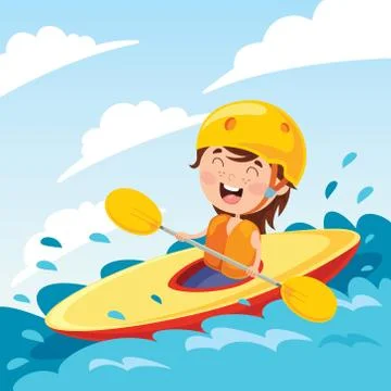Cartoon Character With A Canoe Stock Illustration