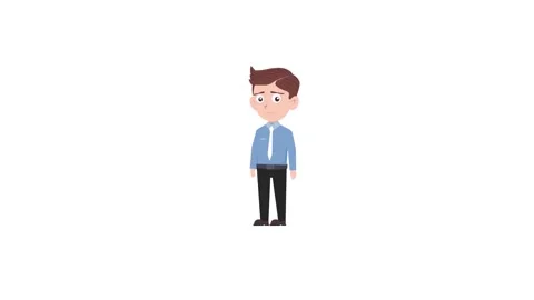 Cartoon character cheerless reaction background and 2d animation 4k, cartoon man Stock Footage 275601953