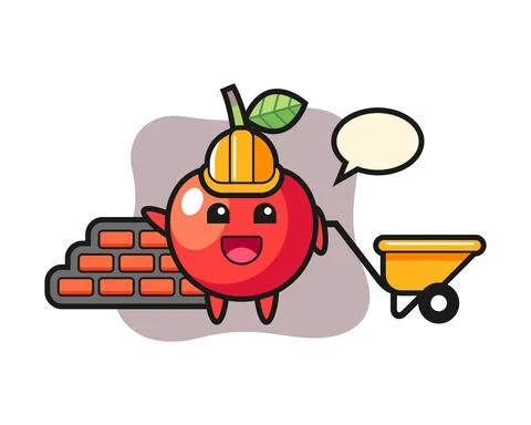 Cartoon character of cherry as a builder Stock Illustration