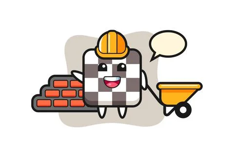 Cartoon character of chess board as a builder Stock Illustration