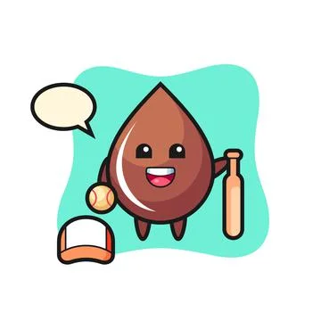 Cartoon character of chocolate drop as a baseball player Stock Illustration