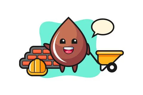 Cartoon character of chocolate drop as a builder Illustrazione stock