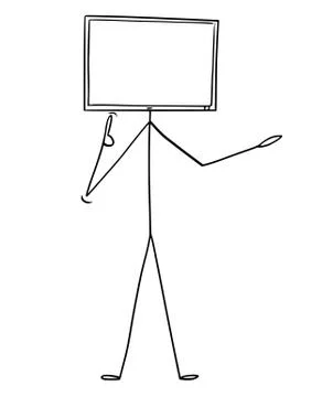 Cartoon of Character With Computer or TV Monitor as Head Stock Illustration