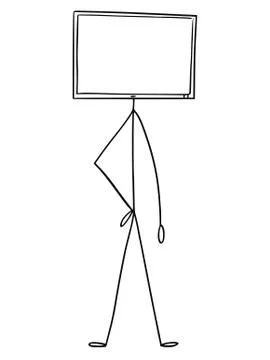 Cartoon of Character With Computer or TV Monitor as Head Illustrazione stock