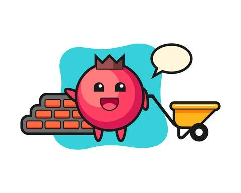 Cartoon character of cranberry as a builder Stock Illustration