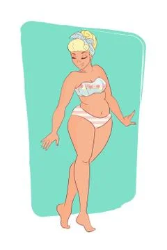 Cartoon character. cute girl wearing bikini. retro style. blonde Stock Illustration