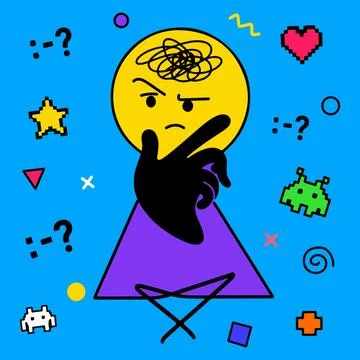 Cartoon Character Deep in Thought Stock Illustration