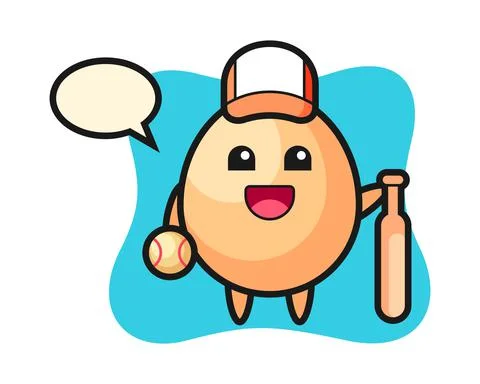 Cartoon character of egg as a baseball player Stock Illustration