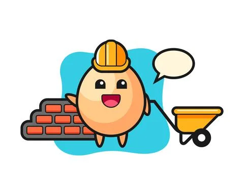 Cartoon character of egg as a builder Stock Illustration
