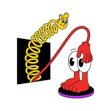 Cartoon Character Emerging from a Box Stock Illustration