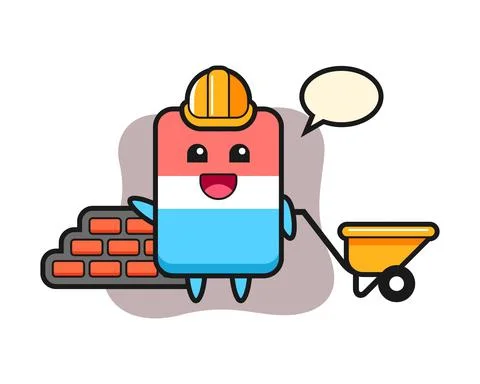 Cartoon character of eraser as a builder Stock Illustration