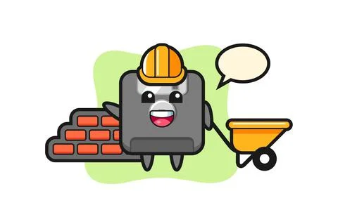 Cartoon character of floppy disk as a builder Stock Illustration