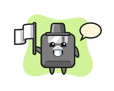 Cartoon character of floppy disk holding a flag Stock Illustration