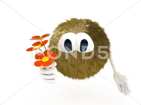 Cartoon character with flowers Stock Illustration