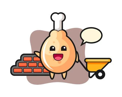 Cartoon character of fried chicken as a builder Illustrazione stock