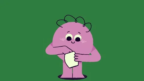 A cartoon character with green background and holding piece of paper bear pink Stock Footage 336890360