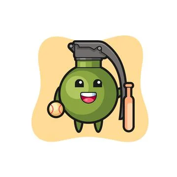 Cartoon character of grenade as a baseball player Stock Illustration