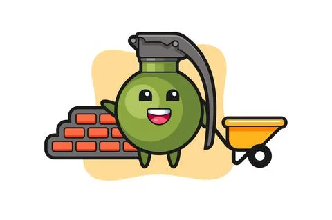 Cartoon character of grenade as a builder Stock Illustration