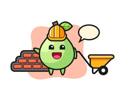 Cartoon character of guava as a builder Stock Illustration