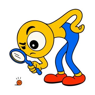 Cartoon Character Inspecting Tiny Face Stock Illustration