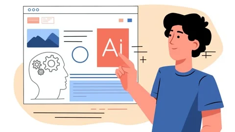 Cartoon Character Interacting with AI Interface Stock Footage 311853277