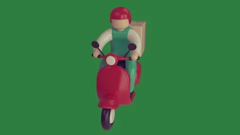 Cartoon character on it scr sc person riding isolated on green screen background Stock Footage 336856155