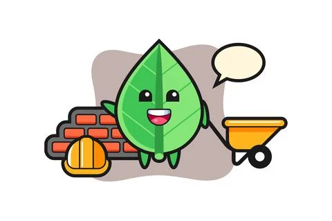 Cartoon character of leaf as a builder Stock Illustration
