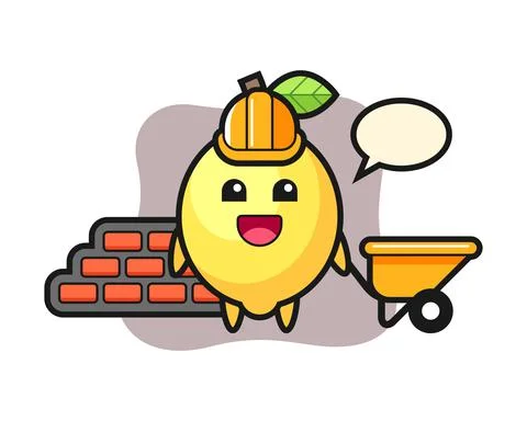 Cartoon character of lemon as a builder Stock Illustration