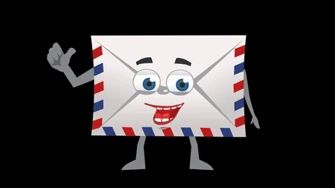 Cartoon Character Letter. 5th Pose Good with Animated Face. Alpha Channel Stock Footage 72212907