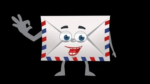 Cartoon Character Letter. 6th Pose Ok with Animated Face. Alpha Channel Stock Footage 72212908