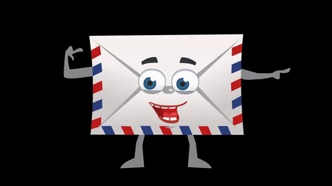 Cartoon Character Letter. 9th Pose Pointer Right with Animated Face. Alpha Stock Footage 72212904