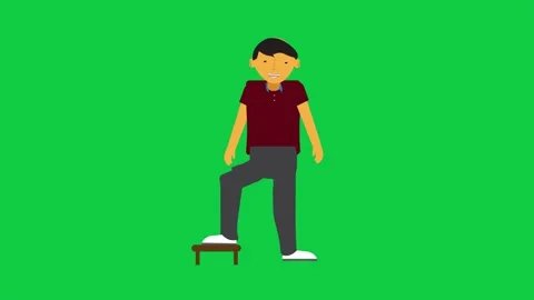 Cartoon Character Lifting Leg onto Stool Loop Stock Footage 309771771