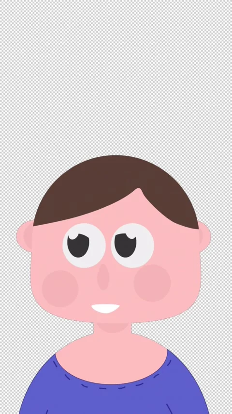 Cartoon Character Looking Around Vertical Alpha Stock Footage 295860868