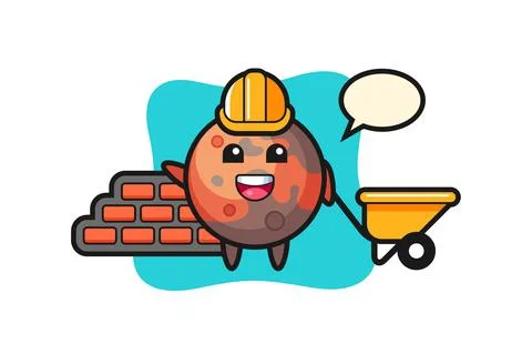Cartoon character of mars as a builder Stock Illustration