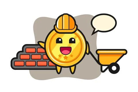 Cartoon character of medal as a builder Stock Illustration