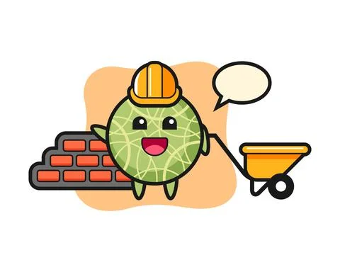 Cartoon character of melon as a builder Stock Illustration