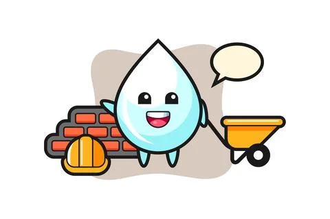 Cartoon character of milk drop as a builder Stock Illustration