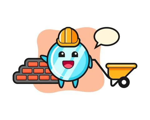 Cartoon character of mirror as a builder Stock Illustration