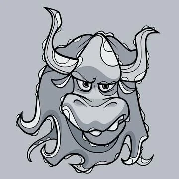 Cartoon character octopus in the form of a formidable calf Stock Illustration