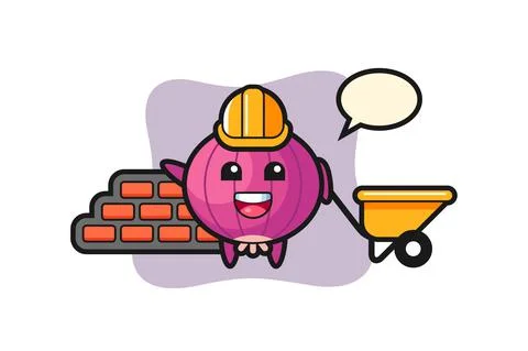 Cartoon character of onion as a builder Stock Illustration