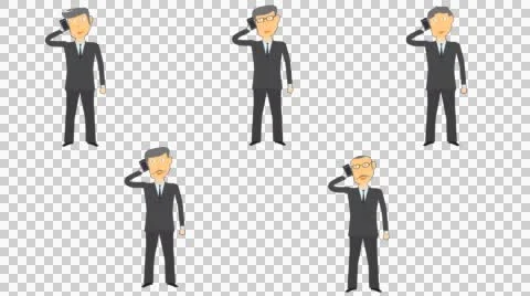 Cartoon character  pack talking at phone  alpha Stock Footage 49070911