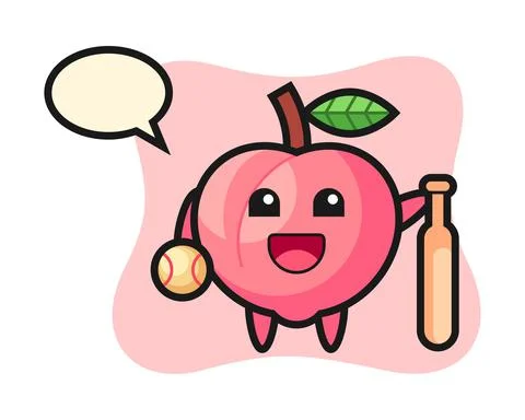 Cartoon character of peach as a baseball player Stock Illustration