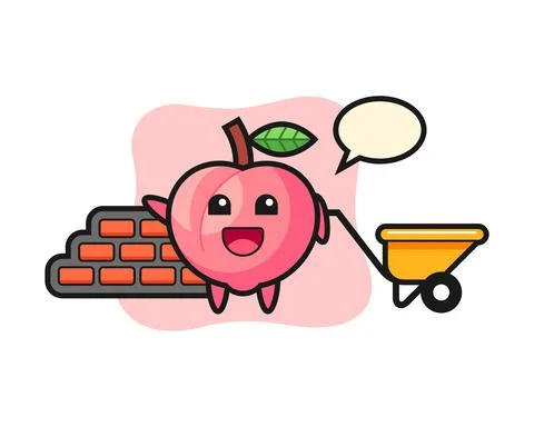 Cartoon character of peach as a builder Stock Illustration