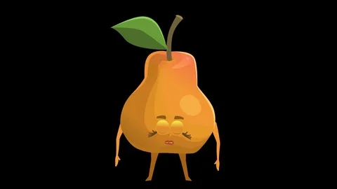 Cartoon Character Pear. 15th Pose Sleep with Animated Face. Alpha channel Video stock 72213725