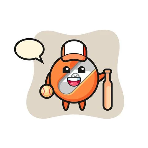 Cartoon character of pencil sharpener as a baseball player Stock Illustration