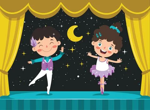 Cartoon Character Performing Classical Ballet Illustrazione stock