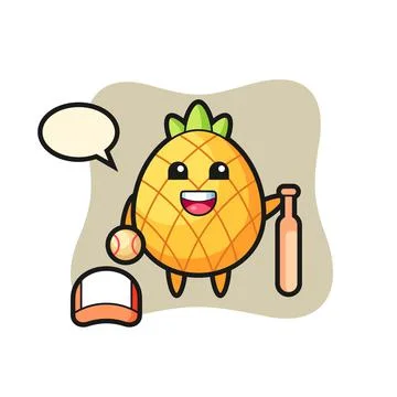Cartoon character of pineapple as a baseball player Stock Illustration
