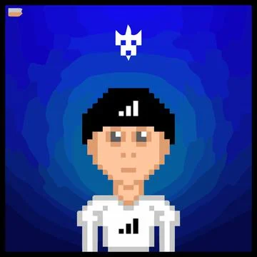 Cartoon character in pixel vector art using a color filled background Illustrazione stock