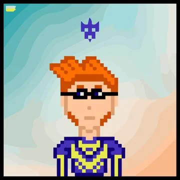 Cartoon character in pixel vector art using a color filled background Stock Illustration