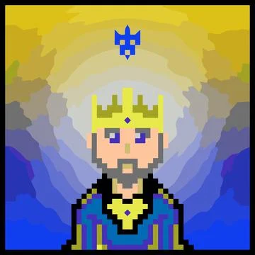 Cartoon character in pixel vector art using a color filled background Illustrazione stock